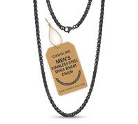 Cadoline Collana da uomo con catena di grano in corda intrecciata in acciaio inossidabile nero, oro, argento 3-8mm e 40-65cm