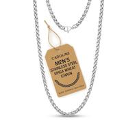 Cadoline Collana da uomo in argento inossidabile 316L con catena di grano e corda intrecciata da 7 mm e 26 pollici