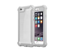 CADORABO 2 in 1 con bordo in silicone TPU e retro in vetro acrilico Cover per Apple iPhone 6 / 6S, GRIGIO BETULLA