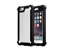 CADORABO 2 in 1 con bordo in silicone TPU e retro in vetro acrilico Cover per Apple iPhone 6 / 6S, NERO ALNO
