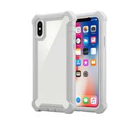 CADORABO 2 in 1 con bordo in silicone TPU e retro in vetro acrilico Cover per Apple iPhone XS MAX, GRIGIO BETULLA