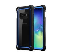 CADORABO 2 in 1 con bordo in silicone TPU e retro in vetro acrilico Cover per Samsung Galaxy S10e, BLU NERO