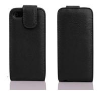 Cadorabo Apple iPhone 5 / 5S Custodia di Finta-Pelle Flip Carte in Nero Profondo - Protezione in Stile Flip di Similpelle Fine - Portafoglio Cover Case Wallet Book Etui Protezione