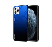 CADORABO bicolore in silicone TPU e retro in vetro temperato Cover per Apple iPhone 11 PRO, BLU - NERO