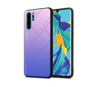 CADORABO bicolore in silicone TPU e retro in vetro temperato Cover per Huawei P30 PRO, ROSA - BLU