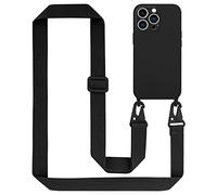 Cadorabo Catena di telefoni cellulari compatibile con Apple iPhone 14 PRO in LIQUID NERO - Coperchio di protezione in silicone con cordino regolabile in lunghezza