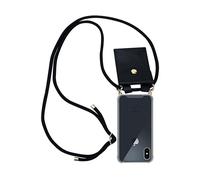CADORABO Catena in silicone con anelli d'oro con cinturino in corda Catena di telefoni cellulari per Apple iPhone XS MAX, NERO