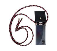 CADORABO Catena in silicone con anelli d'oro con cinturino in corda Catena di telefoni cellulari per Samsung Galaxy A71 4G, ROSSO BLU GIALLO
