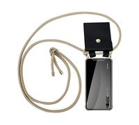 CADORABO Catena in silicone con anelli d'oro con cinturino in corda Catena di telefoni cellulari per Huawei P20 PRO / P20 PLUS, MARRONE BRILLANTE