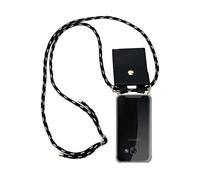 CADORABO Catena in silicone con anelli d'oro con cinturino in corda Catena di telefoni cellulari per Samsung Galaxy A3 2017, NERO ARGENTO