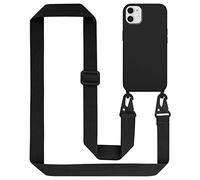 Cadorabo Catena per cellulare compatibile con Apple iPhone 11 in LIQUID NERO - Custodia protettiva in silicone con cinturino regolabile in lunghezza