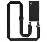 Cadorabo Catena per cellulare compatibile con Apple iPhone XS MAX in LIQUID NERO - Custodia protettiva in silicone con cinturino regolabile in lunghezza