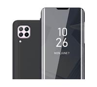 CADORABO Clear View Specchio con supporto Protezione 360 gradi Custodia per cellulare per Huawei NOVA 6 SE / P40 LITE / NOVA 7i, TORMALINA NERA