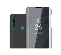 CADORABO Clear View Specchio con supporto Protezione 360 gradi Custodia per cellulare per Huawei P SMART Z / Y9 PRIME 2019 / Enjoy 10 PLUS, TORMALINA NERA