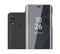 CADORABO Clear View Specchio con supporto Protezione 360 gradi Custodia per cellulare per Huawei P20 LITE 2018 / NOVA 3E, TORMALINA NERA