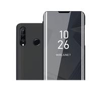 CADORABO Clear View Specchio con supporto Protezione 360 gradi Custodia per cellulare per Huawei P30 LITE, TORMALINA NERA