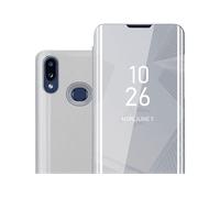 CADORABO Clear View Specchio con supporto Protezione 360 gradi Custodia per cellulare per Samsung Galaxy A10s / M01s, AGATA ARGENTO