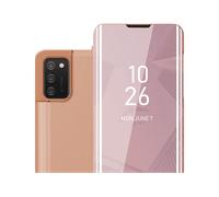 CADORABO Clear View Specchio con supporto Protezione 360 gradi Custodia per cellulare per Samsung Galaxy A02s, KUNZIT ROSA