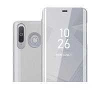 CADORABO Clear View Specchio con supporto Protezione 360 gradi Custodia per cellulare per Samsung Galaxy A8s, AGATA ARGENTO