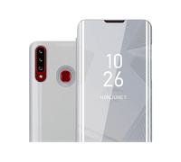 CADORABO Clear View Specchio con supporto Protezione 360 gradi Custodia per cellulare per Samsung Galaxy A20s, AGATA ARGENTO