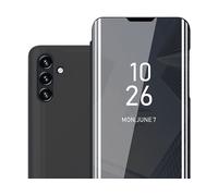 CADORABO Clear View Specchio con supporto Protezione 360 gradi Custodia per cellulare per Samsung Galaxy A13 5G, TORMALINA NERA