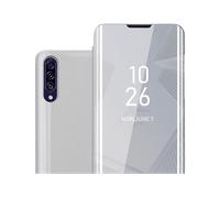 CADORABO Clear View Specchio con supporto Protezione 360 gradi Custodia per cellulare per Samsung Galaxy A50 4G / A50s / A30s, AGATA ARGENTO