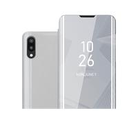 CADORABO Clear View Specchio con supporto Protezione 360 gradi Custodia per cellulare per Samsung Galaxy A10 / M10, AGATA ARGENTO