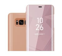 CADORABO Clear View Specchio con supporto Protezione 360 gradi Custodia per cellulare per Samsung Galaxy S8 PLUS, KUNZIT ROSA