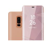 CADORABO Clear View Specchio con supporto Protezione 360 gradi Custodia per cellulare per Samsung Galaxy S9 PLUS, KUNZIT ROSA