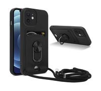 CADORABO Collana per cellulare con funzione di supporto Custodia con cordino per Apple iPhone 12, NERO