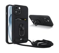 CADORABO Collana per cellulare con funzione di supporto Custodia con cordino per Apple iPhone 15 PLUS, NERO