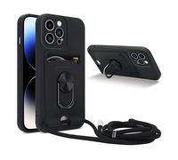 CADORABO Collana per cellulare con funzione di supporto Custodia con cordino per Apple iPhone 15 PRO, NERO