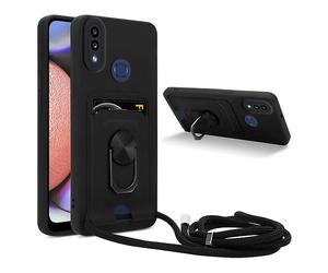 CADORABO Collana per cellulare con funzione di supporto Custodia con cordino per Samsung Galaxy A10s/M01s, NERO