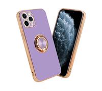 CADORABO con anello con protezione fotocamera e supporto magnetico per auto Cover per Apple iPhone 11 PRO, Glossy Viola Chiaro - Oro