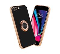 CADORABO con anello con protezione fotocamera e supporto magnetico per auto Cover per Apple iPhone 7 PLUS / 7S PLUS / 8 PLUS, Glossy Nero - Oro