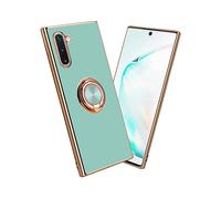 CADORABO con anello con protezione fotocamera e supporto magnetico per auto Cover per Samsung Galaxy NOTE 10, Glossy Turchese - Oro