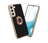 CADORABO con anello con protezione fotocamera e supporto magnetico per auto Cover per Samsung Galaxy S21 PLUS, Glossy Nero - Oro