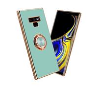 CADORABO con anello con protezione fotocamera e supporto magnetico per auto Cover per Samsung Galaxy NOTE 9, Glossy Turchese - Oro