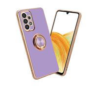 CADORABO con anello con protezione fotocamera e supporto magnetico per auto Cover per Samsung Galaxy A33 5G, Glossy Viola Chiaro - Oro