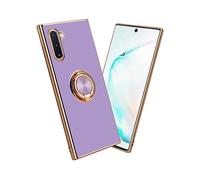 CADORABO con anello con protezione fotocamera e supporto magnetico per auto Cover per Samsung Galaxy NOTE 10, Glossy Viola Chiaro - Oro