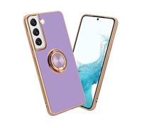 CADORABO con anello con protezione fotocamera e supporto magnetico per auto Cover per Samsung Galaxy S22, Glossy Viola Chiaro - Oro