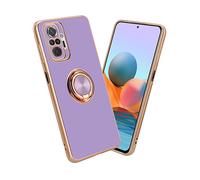 CADORABO con anello con protezione fotocamera e supporto magnetico per auto Cover per Xiaomi RedMi NOTE 10 PRO, Glossy Viola Chiaro - Oro