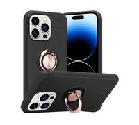 CADORABO con anello di messa a fuoco in silicone TPU Custodia per cellulare per Apple iPhone 14 PRO MAX, NERO - OR ROSA