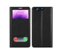 CADORABO con chiusura magnetica con stand e 2 finestre Custodia per cellulare per Honor 9, NERO COMETA