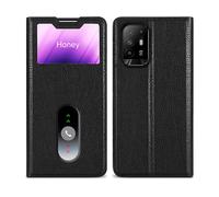 CADORABO con chiusura magnetica con stand e 2 finestre Custodia per cellulare per Oppo A94 5G, NERO COMETA