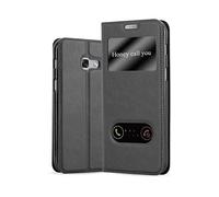 CADORABO con chiusura magnetica con stand e 2 finestre Custodia per cellulare per Samsung Galaxy A3 2017, NERO COMETA