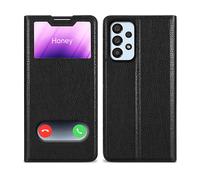 CADORABO con chiusura magnetica con stand e 2 finestre Custodia per cellulare per Samsung Galaxy A33 5G, NERO COMETA