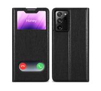 CADORABO con chiusura magnetica con stand e 2 finestre Custodia per cellulare per Samsung Galaxy NOTE 20 ULTRA, NERO COMETA