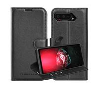CADORABO con chiusura magnetica con stand e portacarte Cover per Asus ROG Phone 5, NERO CARBONE