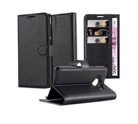 CADORABO con chiusura magnetica con stand e portacarte Cover per HTC ONE M9 PLUS / ONE ME, NERO CARBONE